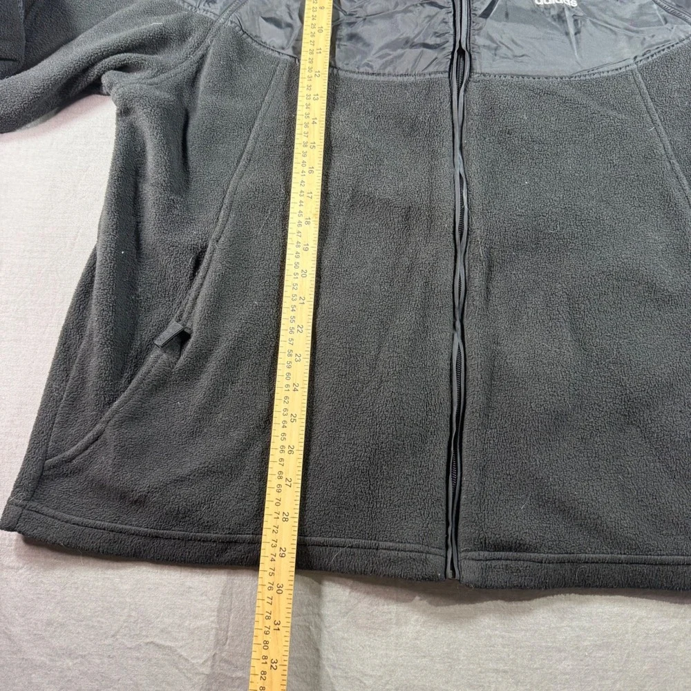 Adidas Fleece Jacket Mens XL Black Excellent Full Zip Nylon Overlay‎ Mock Neck